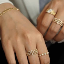 VKHK 1pc Elegant 18K Gold Plated Copper Zirconia Decor Adjustable Ring, Suitable For Women's Daily And Wedding Wear, Gift