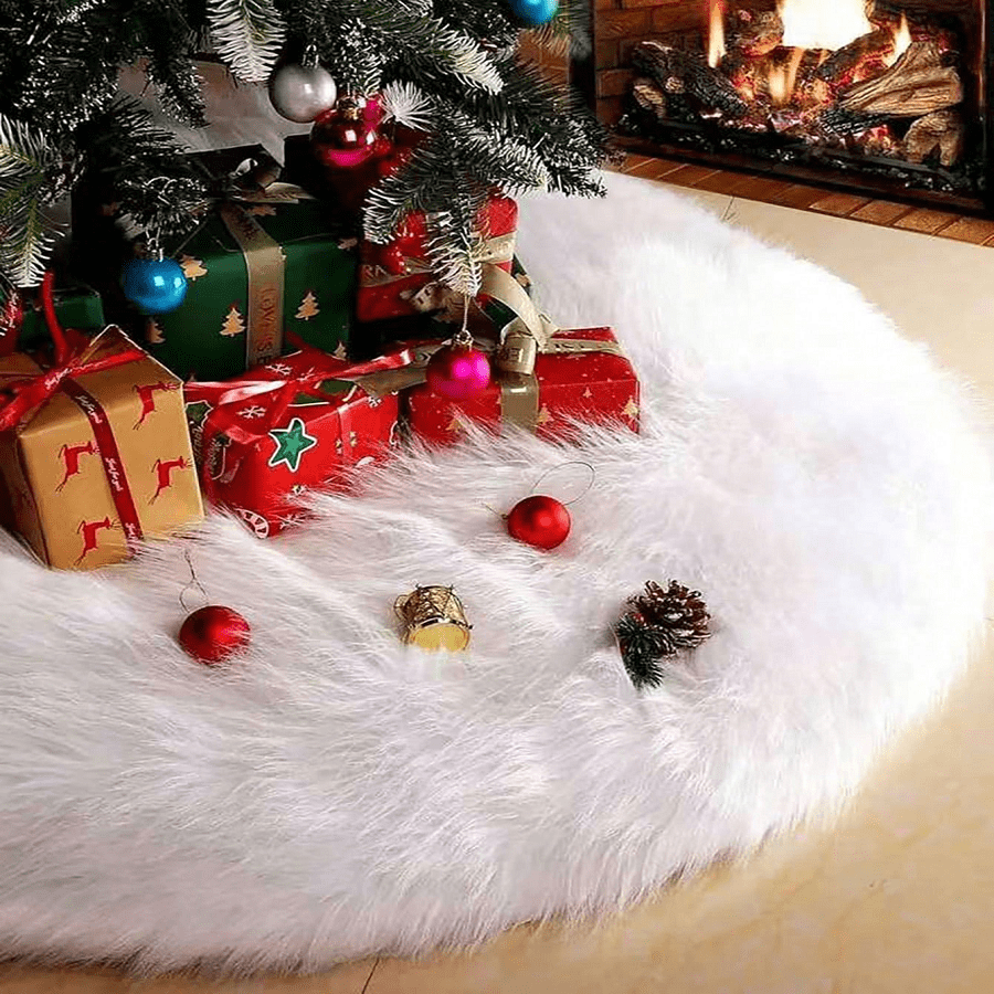 1pc Christmas Tree Skirt Shiny Snowflakes Luxury Plush Tree Decoration Holiday Romantic Decor Xmas Party Home Market Indoor Outdoor Home Decor Christmas Decorations Room Decor Winter