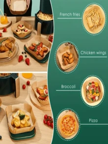 50/100/200pcs Air Fryer Disposable Paper Liners, Square Shaped Fit For 2-8QT Air Fryers, Non-Stick, Oil-Proof, No Tray Needed - Kitchen Accessories, Suitable For Frying, Baking, Cooking, Grilling And Microwave