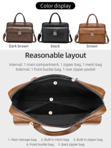 WEIXIER Men's Briefcase Laptop Bag Large Tote Bag Unisex Handbag Shoulder Bag With Adjustable Detachable Strap, Casual Commuter Bag, Business Bag, Suitable For Commuting, Shopping, Business Trips, Gift For Loved Ones, Friends, Boyfriend
