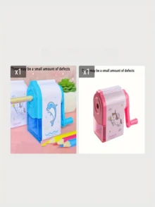 1 pieza Sacapuntas manual, Sacapuntas manual a manivela, Suministros de oficina portátiles multifuncionales, Adecuado para escuela, salón de clases, hogar, artistas - Plástico duradero, sin batería, regalo escolar - Multicolor - Ver 8