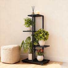 A Versatile 4-Tier Metal Plant Stand - For Indoor And Outdoor Use, Patio, Garden, Balcony And Living Room Decoration Living Room Decoration | Decorative Plant Stand | Rustproof Construction - 黑色 - 查看 4