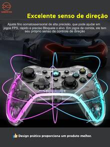 New Transparent Adjustable RGB Glare Lights Bluetooth Gamepad Controller Fr Switch - 黑色 - 查看 2