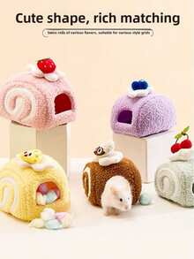 1个面包卷仓鼠窝，可爱面包蛋糕造型仓鼠屋，温暖舒适的仓鼠庇护所