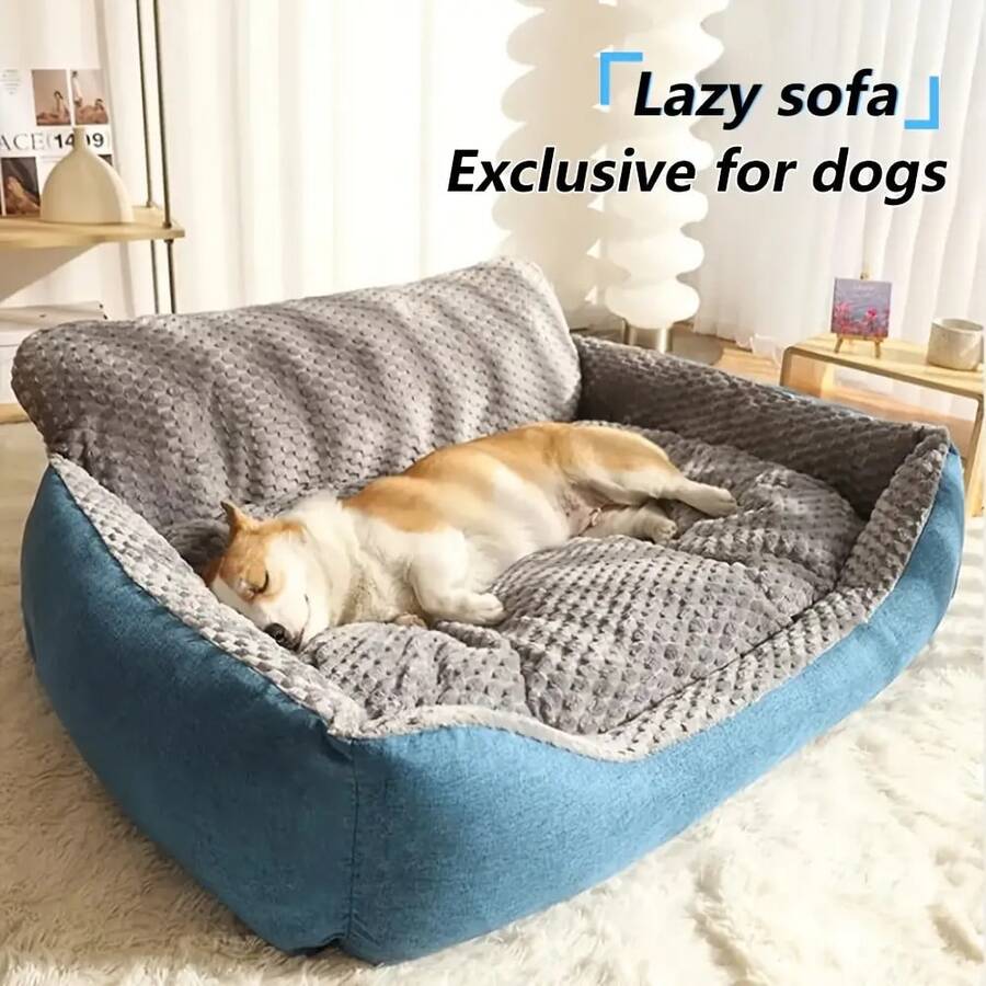 XL  Jumbo Orthopedic Memory Foam Dog Bed For Large Dogs-High Quality Bolster Cushion With Plush Mat, EasyAssembly,Blue Pet Bed For Joint Support & Home Decor/Cat Bed/Dog Bed/Orthopedic Memory Foam Dog Bed For Large Dogs - High Quality Bolster Cushion With Plush Mat, Easy Assembly, Grey Pet Bed For Joint Support & Home Decor - 寶藍色 - 查看 1