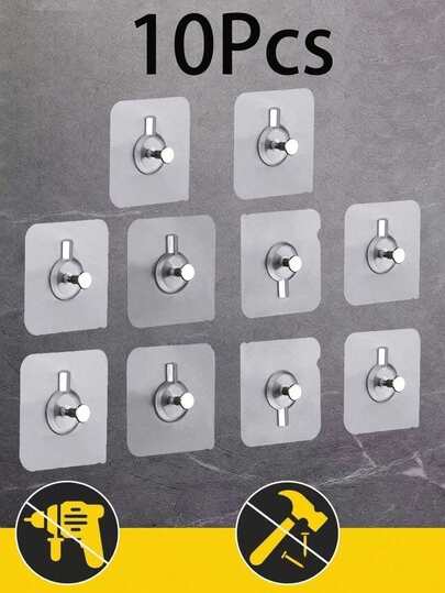 10 قطع من خطاطيف الحائط المنفعية الحديثة - سهلة التركيب، لاصق قوي، بدون ثقب، حوامل بلاستيكية مقاومة للماء للصور والإطارات والملصقات والساعات في المطبخ والحمام