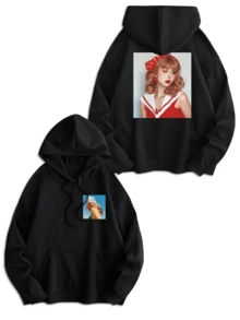 定制照片文字加大码女式抓绒卫衣，可个性化定制幸运数字和祝福语，送给自己/情侣/家人/宠物/朋友，适合情人节、返校季、秋冬季、节日礼物、生日礼物、派对等场合。