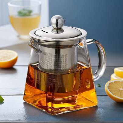 Thick & Heat-Resistant High Capacity Glass Teapot, Stainless Steel Filter, Suitable For Gas Stove, Induction Cooktop, Electric Stove, Portable Hand-Brew Tea Pot For Flower Tea, Black Tea, Pu-Erh Tea, Easy To Clean, Great For Living Room, Office, Tea Ceremony, Gift Or Personal Use