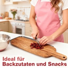 1pc Extra Thick & Long Wooden Cutting Board - With Creative Handle, Cheese Board Function, Suitable For Cooked Food, Meat, Cheese, Bread, Fish, Vegetables, Easy To Clean, Essential Kitchen Tool, Holiday Dining Selection | Fashionable Presentation | Natural Wood Grain Texture, Ideal Holiday Gift, Also Can Be Used As Food Tray, Christmas Premium, Chopping Board