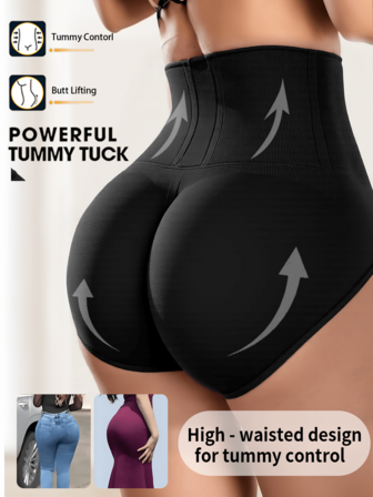 1件装女士高腰收腹塑形内裤，提臀瘦腰，适合多种场合