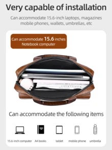 WEIXIER Unisex Briefcase Laptop Bag Large Tote Bag, Men's Handbag Shoulder Bag, Multi-Pocket, Adjustable Detachable Strap, Casual Commuter Bag, Minimalist Business Bag, Suitable For School, Commuting, Shopping, Gift For Loved Ones