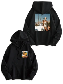 定制照片文字加大码女式抓绒卫衣，可个性化定制幸运数字和祝福语，送给自己/情侣/家人/宠物/朋友，适合情人节、返校季、秋冬季、节日礼物、生日礼物、派对等场合。