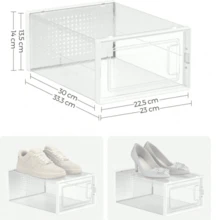 Plastic Shoe Boxes, 1/2/4/6/12-Piece Storage Box Sets, Foldable And Stackable Plastic Shoe Boxes For Sneakers Up To Size 44, Transparent And White, Back To School - Bộ 2 món - Xem 5