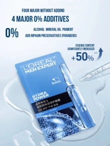 LOREAL Men Expert Hydra Power Hyaluronic Acid Face Mask 1/5pcs, 5min Quick Hydrating, Build Skin Moisturing Barrier, Deep Hydration & Skin Repair, Oil-Free, Paraben-Free, Instant Absorption, Long-Lasting Moisturing, Suitable For All Skin Types, Perfect For Daily Use Or Special Occasions, Ideal Gift For Men, Skincare Essential For A Refreshed Look