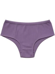 Kit Of 4 Basic Women's Panties, Ribbed, Double Flap, Everyday, Cotton Lining, Comfort Lingerie - Nhiều màu - Xem 5