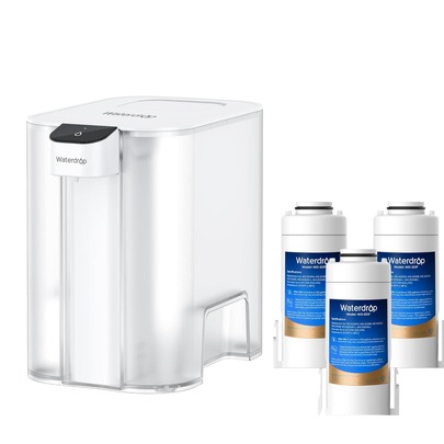 Waterdrop Waterdrop caraffa filtrante Eletric con filtro da 3 mesi, sistema di filtraggio dell'acqua da 6 litri, riduce cloro, piombo, mercurio, PFAS, riduzione PFOA/PFOS, 757 litri, bianco