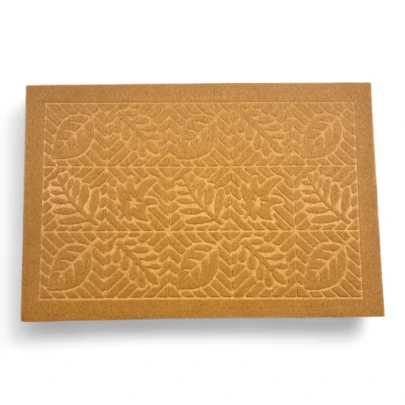 Tapete de Entrada Antiderrapante con Diseño Hojas y Cuadros Alfombra para Puerta Exterior o Interior Decoración Duradera