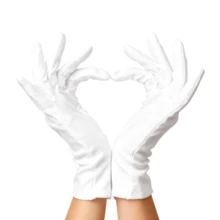 1 Pair Of White Ceremonial Gloves With Three Ribs, Reinforced Non-Slip Driving Gloves, Sweat-Absorbing And Breathable, White Ceremonial Gloves, Parade Gloves, Gloves For Traffic Safety Operations, Party Costume Gloves, Halloween Accessories, Winter Gloves. - White - View 8