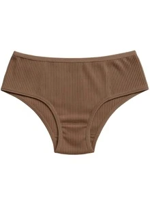 Kit Of 4 Basic Women's Panties, Ribbed, Double Flap, Everyday, Cotton Lining, Comfort Lingerie - Nhiều màu - Xem 2