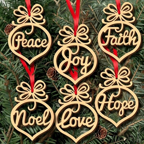 6/18pcs Wooden Hollow Ornament Tree Decorations Wooden Hollow Letter Religious Christmas Tree Hanging Pendant Decor Xmas Holiday Hanging Crafts,Center Decorations,Party Table Decorations,Christmas Ornaments For Tree, Thanksgiving Decorations,Fairy Garden,Home Decoration,Christmas Decor Home,Christmas Decorations, Room Decor Accessory, Wedding Decorations, Party Decorations