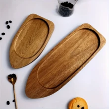 Creative Rocket Tray Decorated Wooden Serving Tray, Natural Wood Grain, Multifunctional For Breakfast, Lunch, Dinner, Christmas Day, Coffee, Appetizers, Courtyard, Barbecue, Party, Food Safety Wood, Natural Wood Grain, Kitchen Storage, Kitchen Accessories. - Yellowish Brown - View 9