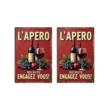 Putuo Decor 1 pieza Letrero de metal vintage francés Putuo Decor, La Priere De L'aperot, decoración de pared para el hogar, granja, bar, pub, club, cueva de hombre, 7.8 X 11.8 pulgadas