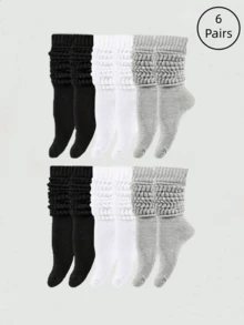 6双装女士黑白灰简约百搭船袜，圣诞礼物 - 彩色 - 查看 7
