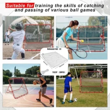 1 件加厚足球训练反弹网，带 20 条绑带，快速安装辅助训练网，耐用弹性球网设备，适合初学者到高级训练，便携式全季节足球装备