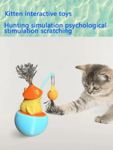 New Cat Toy Set: Teaser Wand + Cute Tumbler Scratching Ball, Self-Playing For Boredom Relief Cat Teasing Tumbler Interactive Self-Amusing Entertaining Novelty Wobble Cat Scratch Ball For Puppy Indoor Cats Playing With Ball 360 Degree Rotation Interactive Cat Ball Toy Kitten Game For Hunting Simulation Mental Stimulation Scratching