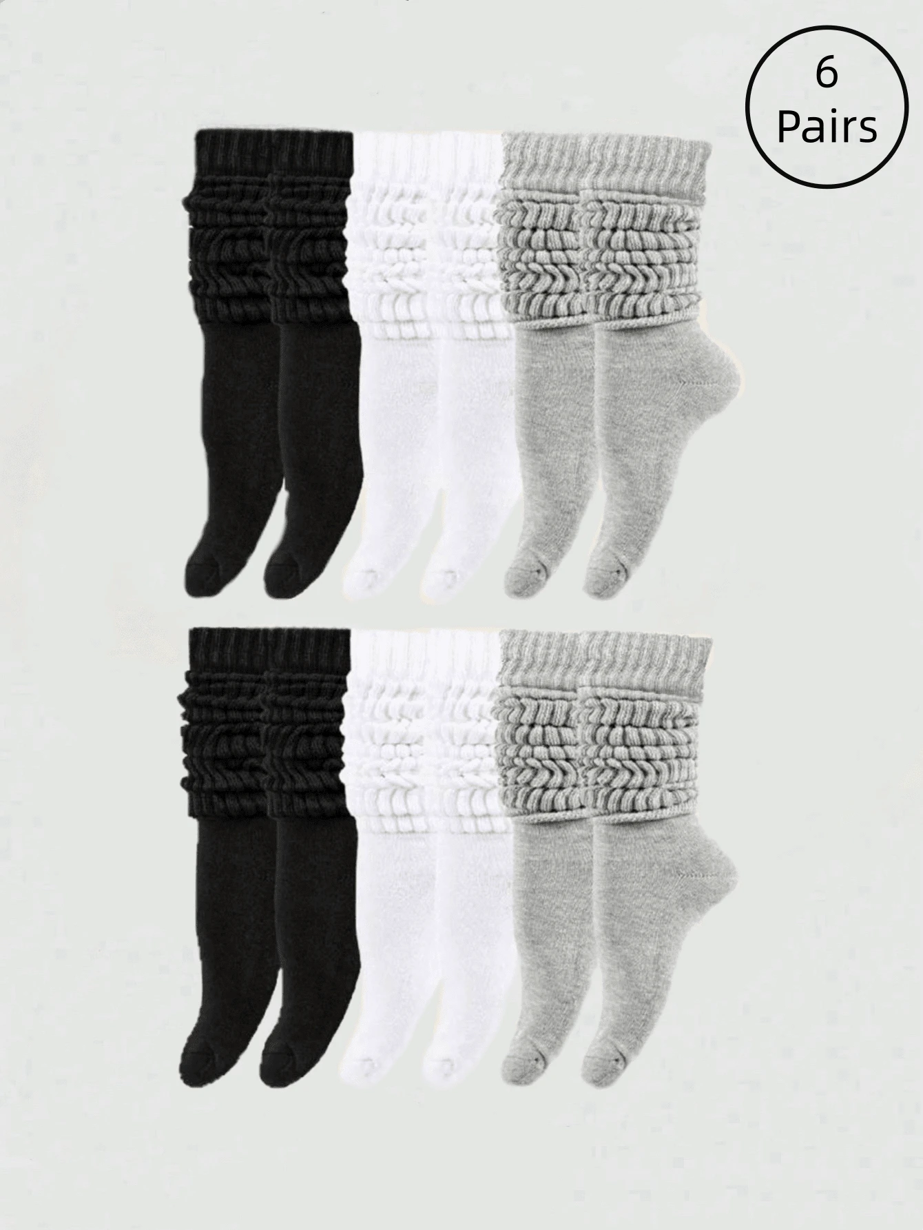 6双装女士黑白灰简约百搭船袜，圣诞礼物 - 彩色 - 查看 1