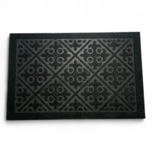 Tapete de Entrada Exterior con Diseño de Rombos y Flores Antiderrapante Alfombra Decorativa para Casa Uso Interior y Exterior - Negro - Ver 1