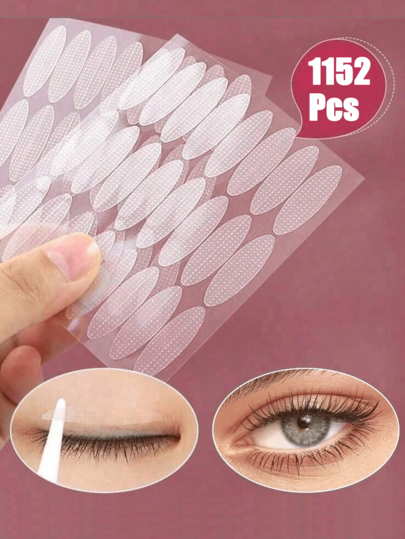 1152 piezas de cinta adhesiva transparente para párpados de doble cara - Invisible, tiras de elevación de ojos con adhesivo suave para ojos caídos y con capucha, corrección rápida de párpado único, sin alcohol, amigable con la piel, con sujeción duradera, maquillaje, barato, decoración de habitación, tocador, viaje, dormitorio, accesorios de maquillaje
