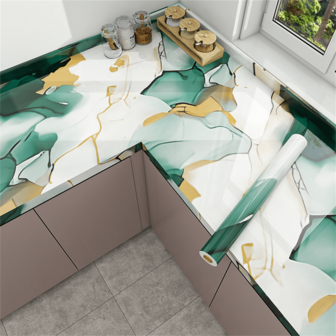 1 卷 - 易粘贴乙烯基大理石自粘墙纸 - 防水防油，耐高温，可裁剪 DIY 接触纸，适用于厨房橱柜、家具翻新和房间装饰 - 时尚选择，适用于厨房橱柜的乙烯基家居装饰客厅配件