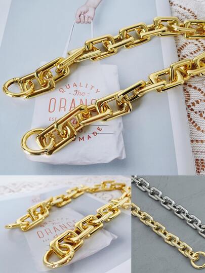 1 可调节斜挎包链条带、包包吊坠、包包吊坠、链条包吊坠、装饰链、钥匙扣、装饰包链、钱包配件、包带链条吊坠、女士 DIY 手提包带、钱包链、时尚包包配件、镀银、亚克力钱包链手柄 DIY 钱包带替换链手提包带