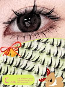 100 Stücke C-förmige gekräuselte Sonnenblumen Selbstklebende Wimpernbüschel - Flauschig und natürlich, neu entwickelter Gelee-Klebstreifen, DIY Wimpernverlängerung ohne Kleber, 12mm Länge, 0,05mm Dicke, wiederverwendbar, perfekt für Katzenaugen-Make-up, koreanischer/japanischer Stil, geeignet für tägliches Make-up, Partys, Cosplay, Halloween oder Weihnachtsaccessoires.