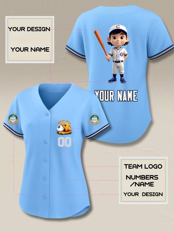 ملابس علوية بيسبول نسائي قابل للتخصيص بياقة على شكل حرف V مطبوع، قمصان رياضية فريق مع اسم وأرقام شخصية، ملابس رياضية وترفيهية خارجية، ملابس رياضية، زي مخصص لعيد الهالوين والكريسماس، هدية عطلة للنساء