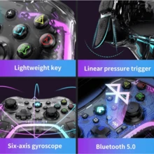 New Transparent Adjustable RGB Glare Lights Bluetooth Gamepad Controller Fr Switch - 黑色 - 查看 7