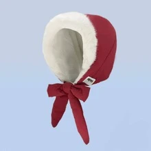 女士耳罩式毛绒帽，纯色休闲蝴蝶结飞行员帽，秋冬男女服装 - 彩色 - 查看 8