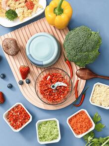 Manual Baby Food Chopper - Mini Kitchen Garlic Crusher & Meat Grinder, One-Pull Blending Device For Infant Puree & Cooking Ingredients.