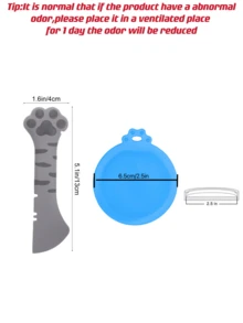 1个硅胶猫粮勺，适用于湿粮，迷你宠物罐头开罐器，猫/狗罐头喂食盖套装