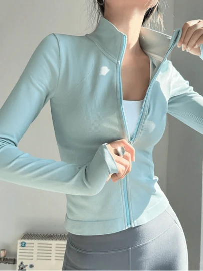 Chaqueta deportiva con cremallera, ultraligera y de protección solar para mujeres, adecuada para correr, ir al gimnasio, yoga,Chaqueta de pana para mujer