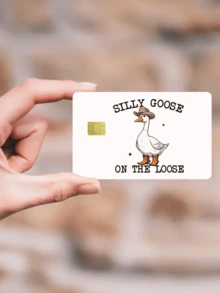 1 件傻鹅卡片装饰贴纸，可爱白鹅 PVC 卡片创意个性化超薄酷炫 PVC 防指纹耐用信用卡保护皮套，品质卓越，耐刮擦，适合男女，小型芯片卡，银行卡，信用卡，交通卡，校园卡 DIY 装饰，可爱宠物，宠物爱好者，标语：“傻鹅执照”，学校用品，返校 - 彩色 - 查看 15