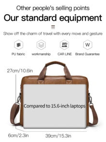 WEIXIER Unisex Briefcase Laptop Bag Large Tote Bag, Men's Handbag Shoulder Bag, Multi-Pocket, Adjustable Detachable Strap, Casual Commuter Bag, Minimalist Business Bag, Suitable For School, Commuting, Shopping, Gift For Loved Ones