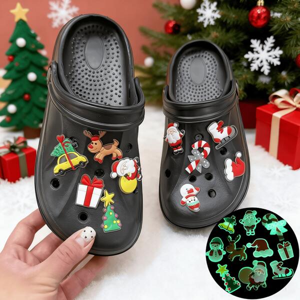 Acessórios de Natal que brilham no escuro, sandálias de praia esportivas antiderrapantes de EVA respiráveis para áreas externas