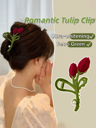 高端植绒郁金香仿珍珠发夹，时尚优雅，可固定后脑勺发髻，大号发爪，多功能发夹头饰，适合日常休闲佩戴，发夹，发卡，发抓，发爪夹，学生用品，大学秋冬季女士发饰，适合度假装扮，女士冬季发爪夹，秋季发爪，优雅发抓，礼物，旅行，女士礼物，发饰，圣诞礼物，圣诞礼物，圣诞礼物，女士礼物，礼物，圣诞礼物，成人圣诞礼物，成人圣诞礼物，发饰，女士配饰，圣诞礼物，成人发饰 ...送给女性的礼物