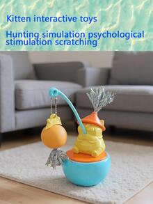New Cat Toy Set: Teaser Wand + Cute Tumbler Scratching Ball, Self-Playing For Boredom Relief Cat Teasing Tumbler Interactive Self-Amusing Entertaining Novelty Wobble Cat Scratch Ball For Puppy Indoor Cats Playing With Ball 360 Degree Rotation Interactive Cat Ball Toy Kitten Game For Hunting Simulation Mental Stimulation Scratching
