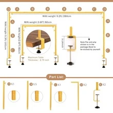 ID IDAODAN Over The Table Rod Stand With Clamps Adjustable 31-110 In Length 31-64 In Height Golden Table Balloon Arch Hanging Stand For Wedding Birthday Party Halloween Christmas Decoration - Gold - View 7
