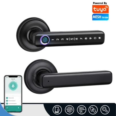 Tropernic Fingerprint Smart Door Lock, Bluetooth Keyless Door Lock, Touchscreen Keypad Reversible Doorknob, App Control, Key, Password, Biometric Smart Lock, เหมาะสำหรับบ้าน, ห้องนอน, อพาร์ตเมนต์
