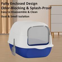 Enclosed-Cat-Litter-Box-With-Integrated-Scoop-Hooded-Design-Leak-Proof--Durable-Pp-Construction-Modern-White-Grey-For-Small-To-Medium-Cats-Space-Saving-Indoor-Litter-Box-With-Easy-Clean-Removable-Lid-Small-Cat-Litter-Box-Litter-Boxes-For-Large-Cats-Extra-Large-Cat-Litter-Box-High-Sides-Hooded-Litter-Box-Extra-Large-Cat-Litter-Box-Enclosure-Sturdy-Pet - Niebieski - View 3