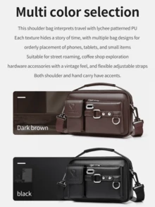 WEIXIER Men's Messenger Bag, Shoulder Bag, Handbag With Multiple Pockets, Adjustable & Detachable Strap, Casual Commuter Bag, Business Briefcase, Suitable For Commuting, Shopping, Meetings, Gifting For Birthdays, Holidays Laptop Bag - Multicolor - View 5